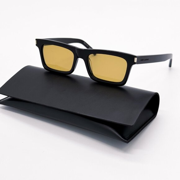 NEW SAINT LAURENT SSL 461 BETTY 008 BLACK YELLOW UNISEX SUNGLASSES SL461 008 - Picture 2 of 10